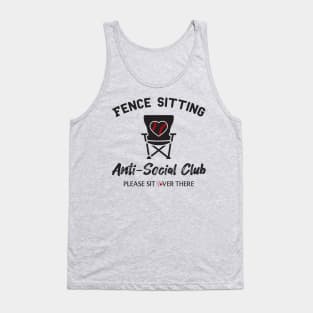 Funny Fence Sitting Anti Social Club Baseball Softball Mom Dad Boys Girls Tank Top